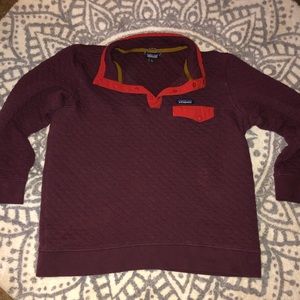 XL Patagonia Maroon synchilla snap pullover w/ red accents